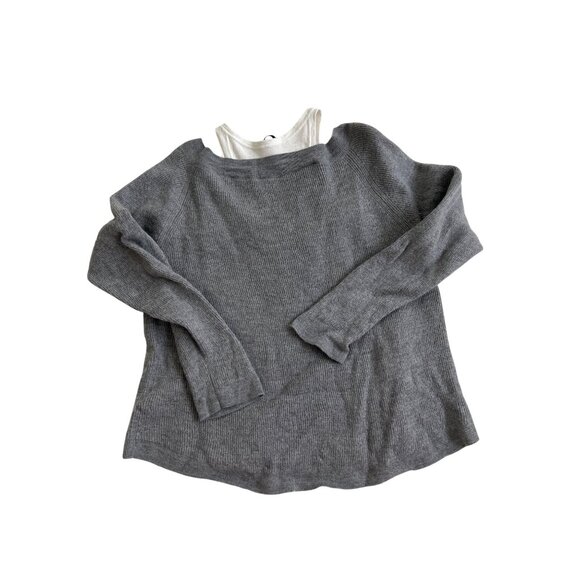 T By Alexander Wang Wool V-Neck Sweater With Inner White Faux Ribbed Tank - Picture 6 of 6